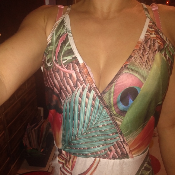 Tropical Palm Print Low Cut Wrap Dress - Picture 5 of 10